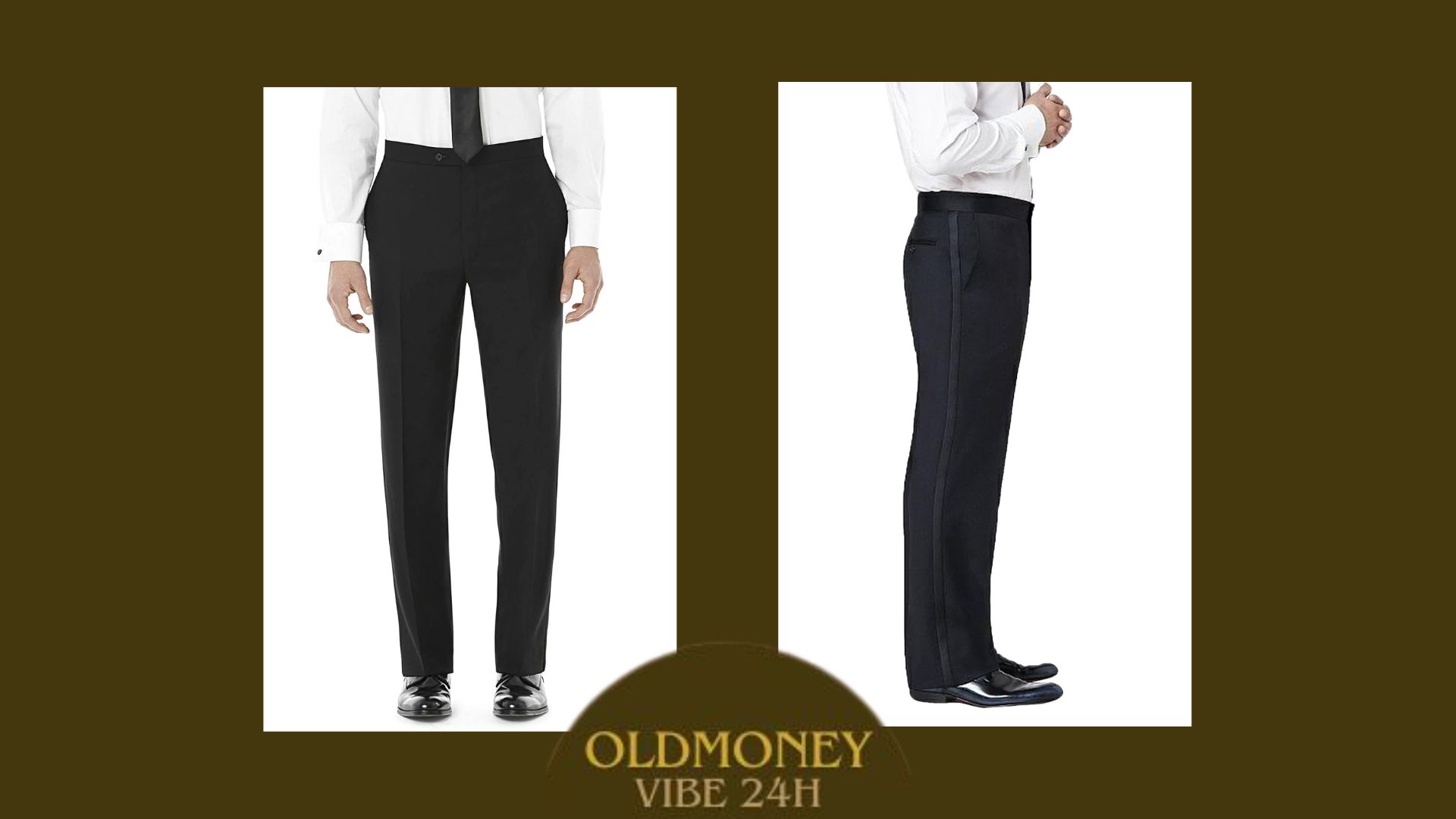 Tuxedo trousers without belt loops