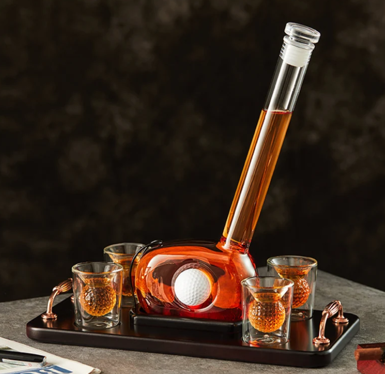 Golf Decanter Set With 4 Golf Ball Glass