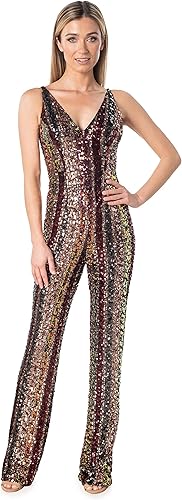 Dress the Population Women's Charlie Deep V-Neck Jumpsuit